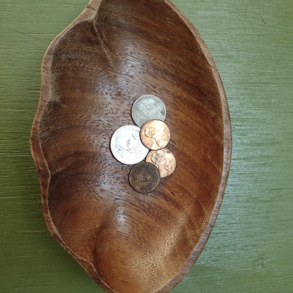 Vintage wood trinket dish